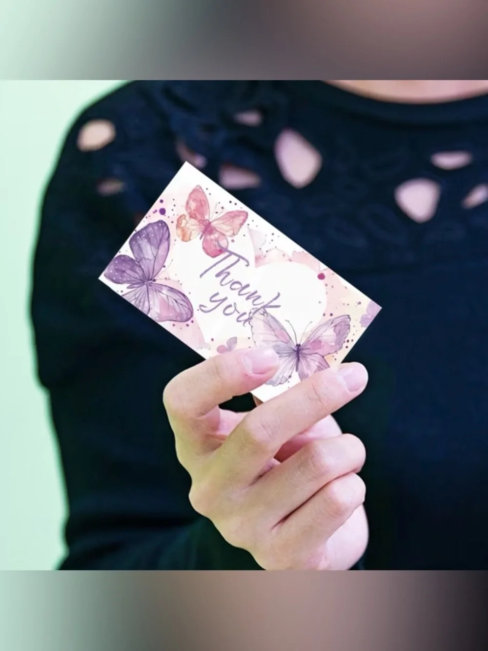 Butterfly Thank You Cards - Purple Pink - 50 cards